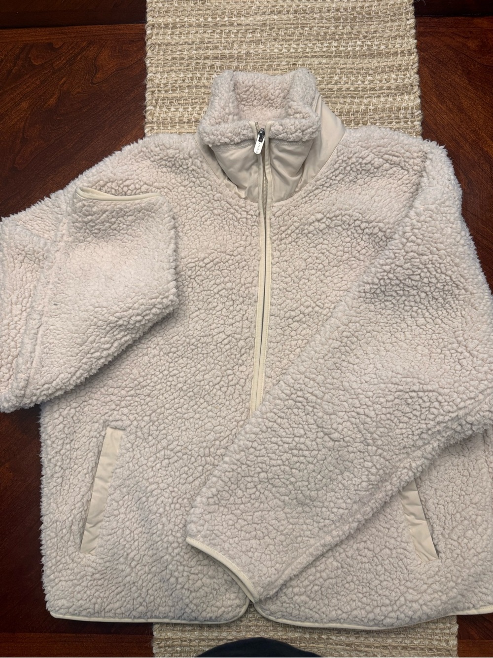 Athleta Cream Sherpa Zip-Front Jacket